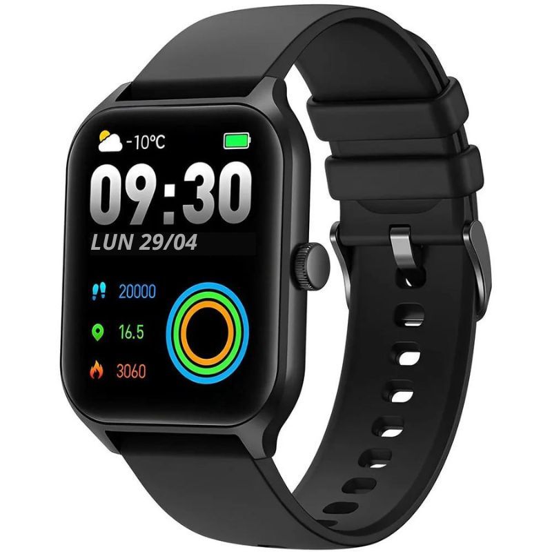 Montre Connectée Santé WellnessWave Noir | Suivi Santé en Temps Réel - iOS Android