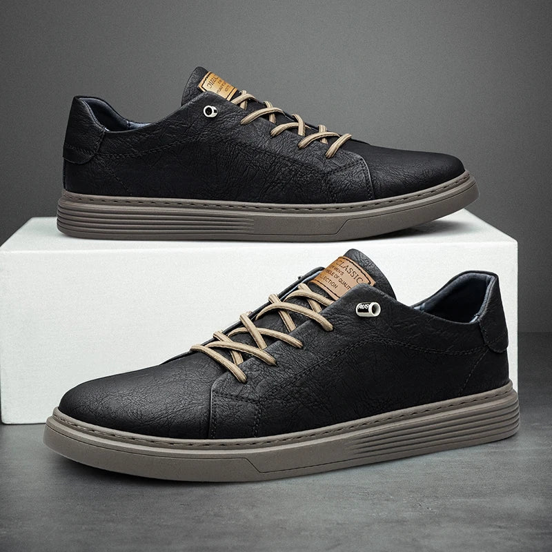 Chaussures athlétiques en cuir véritable pour hommes, design élégant et confort supérieur