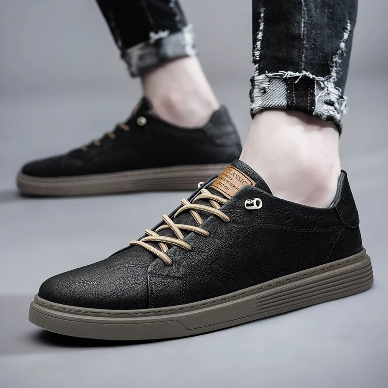 Chaussures athlétiques en cuir véritable pour hommes, design élégant et confort supérieur