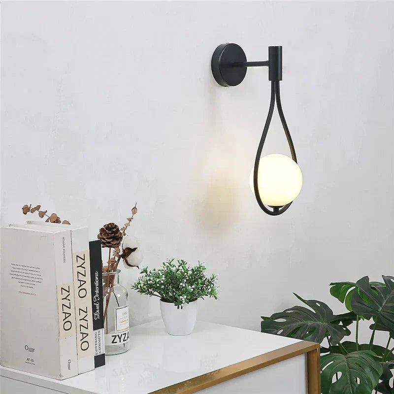 Lampe Murale en Verre Métal Noir avec Ampoule LED - Décoration Intérieure Moderne