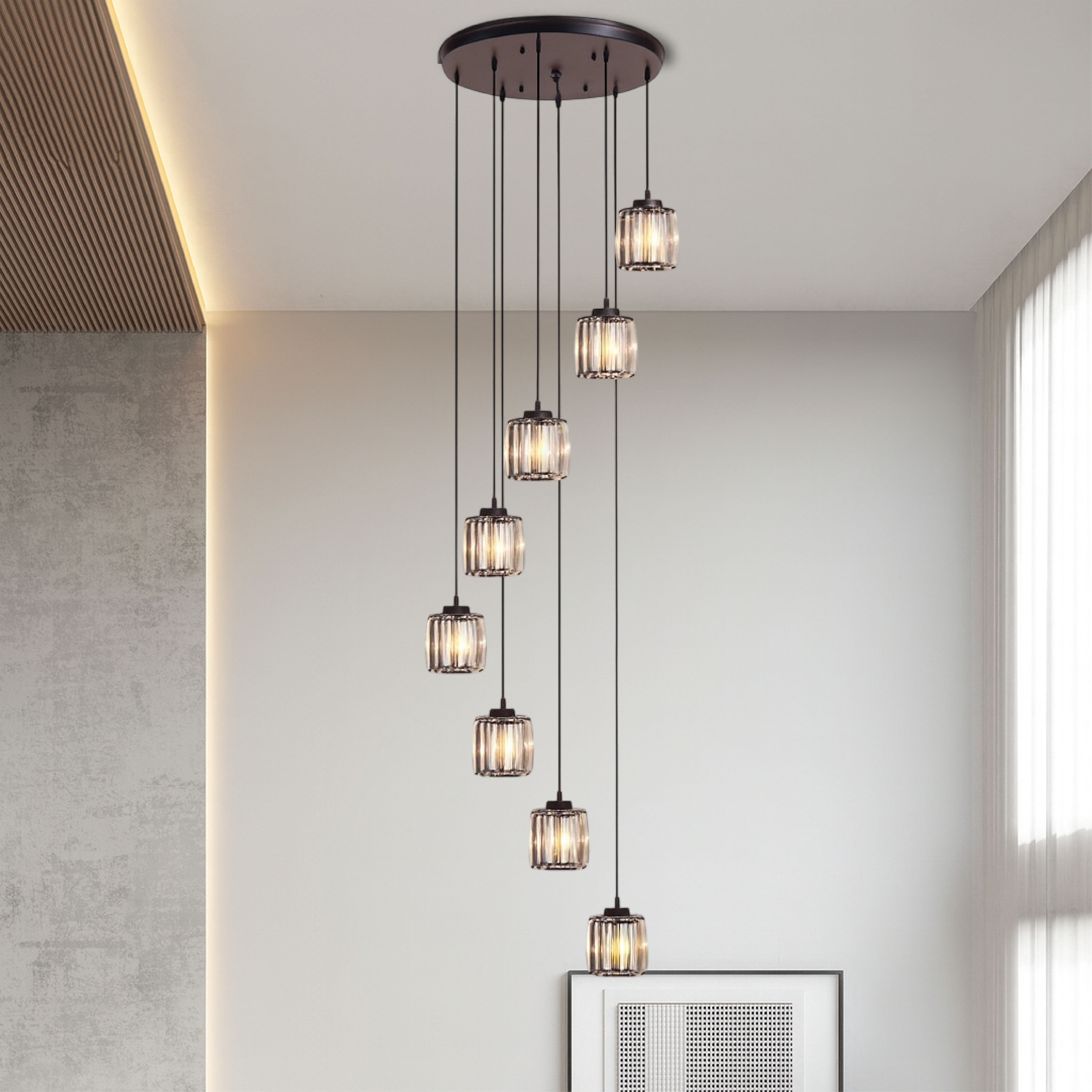 Lustre escalier en cristal Ida