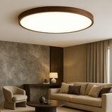 Plafonnier en grain de bois foncé