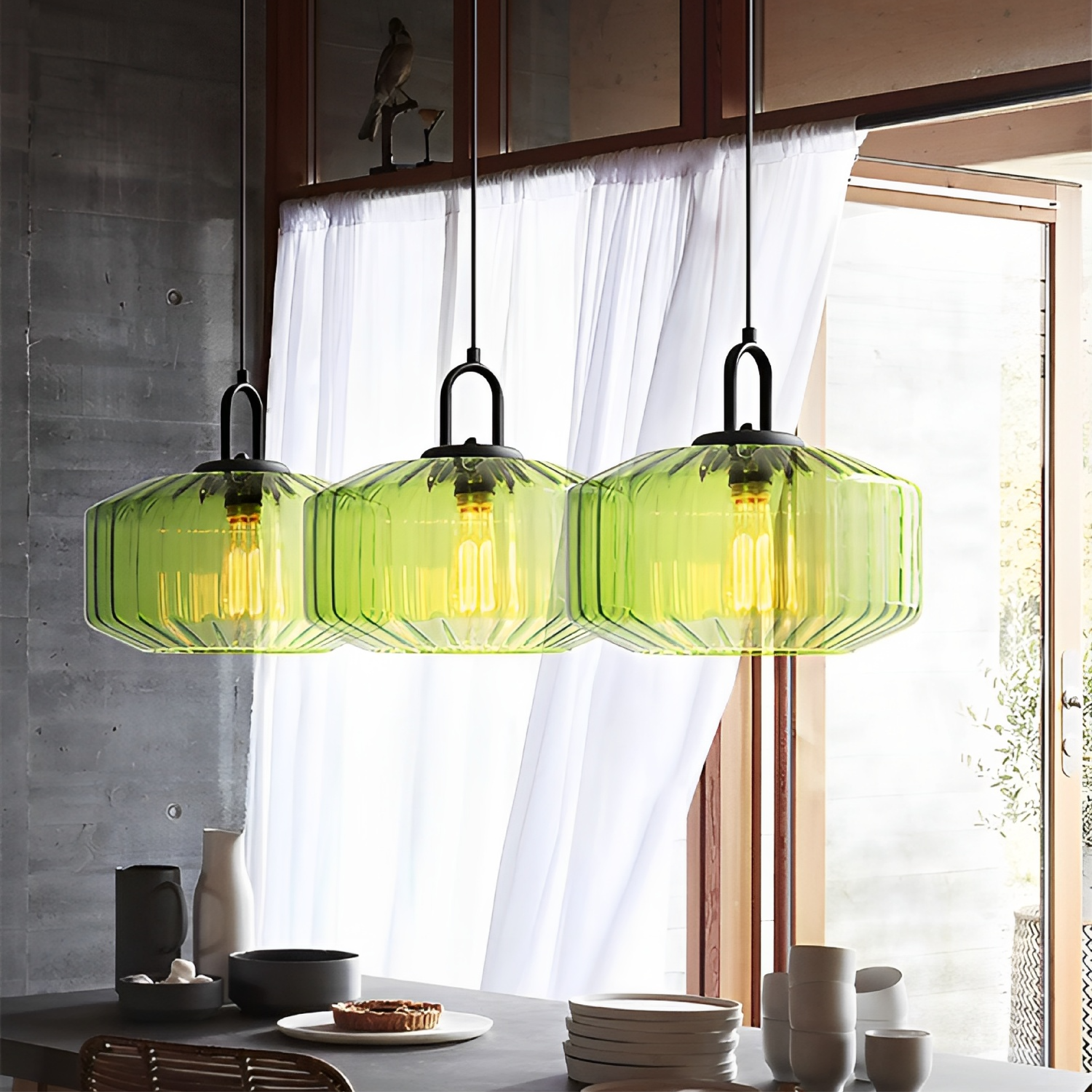 Lampe pendante en verre coloré