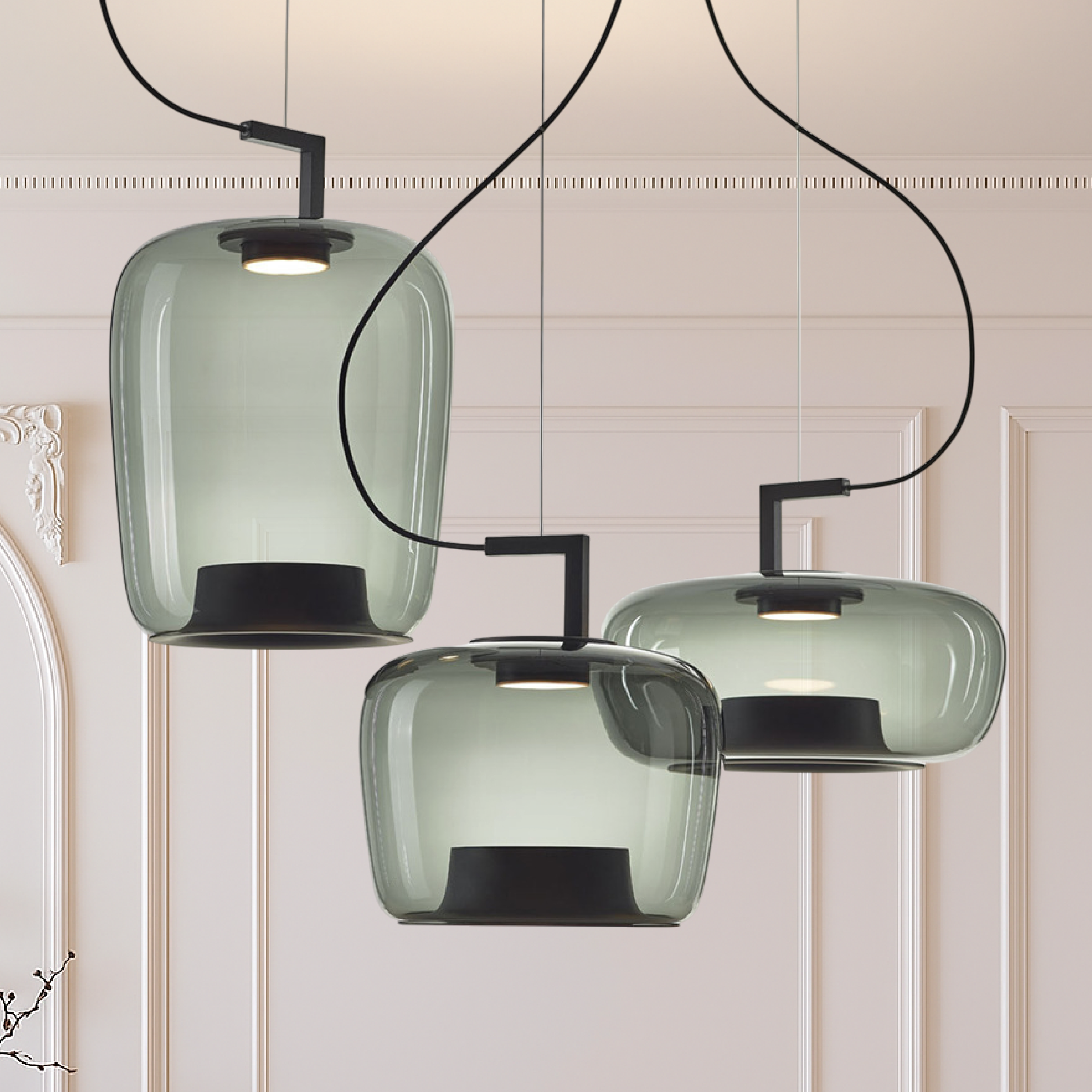 Lampe pendante en verre de Jaura