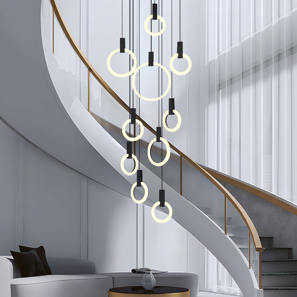 Lustre escalier 7/10 anneaux