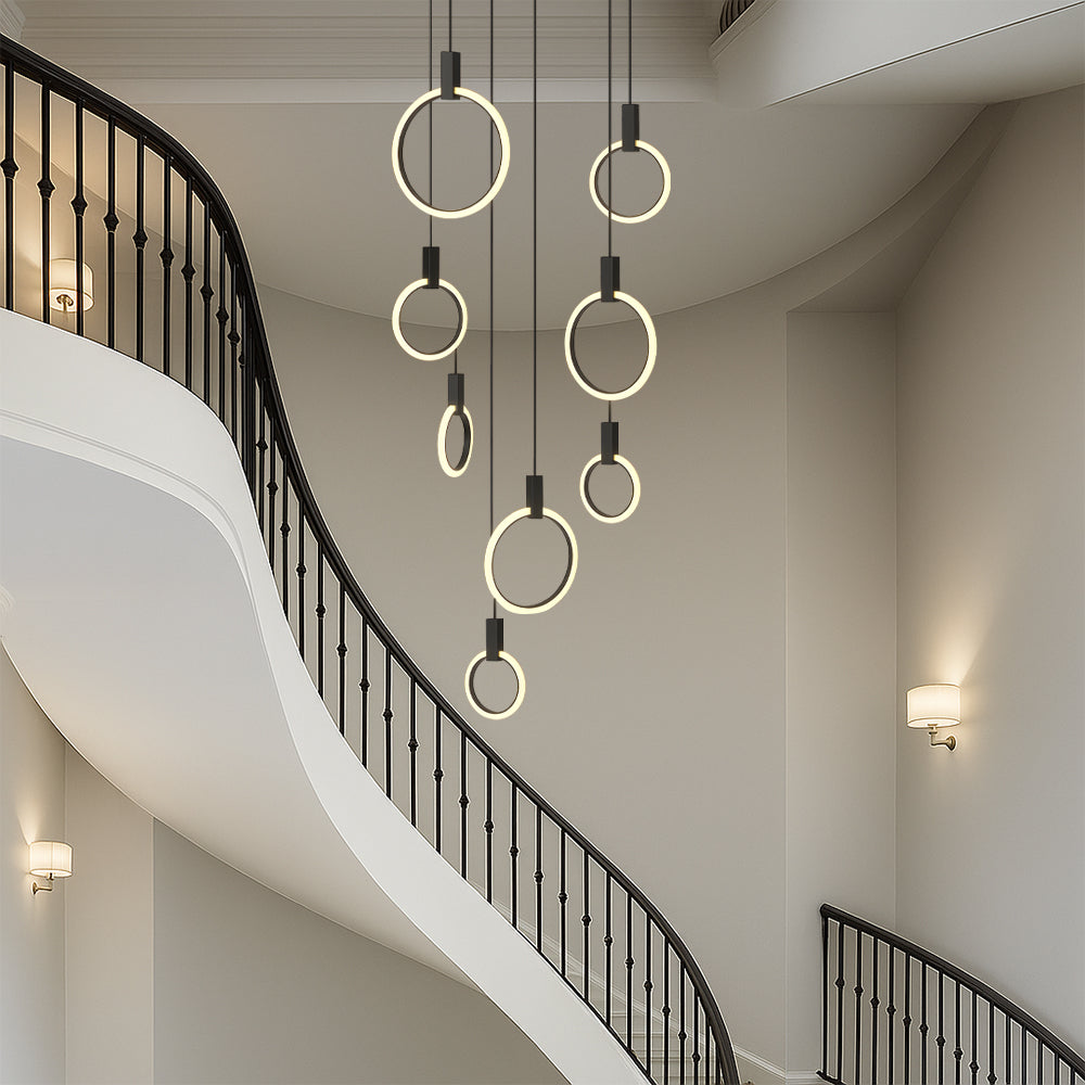 Lustre escalier 7/10 anneaux