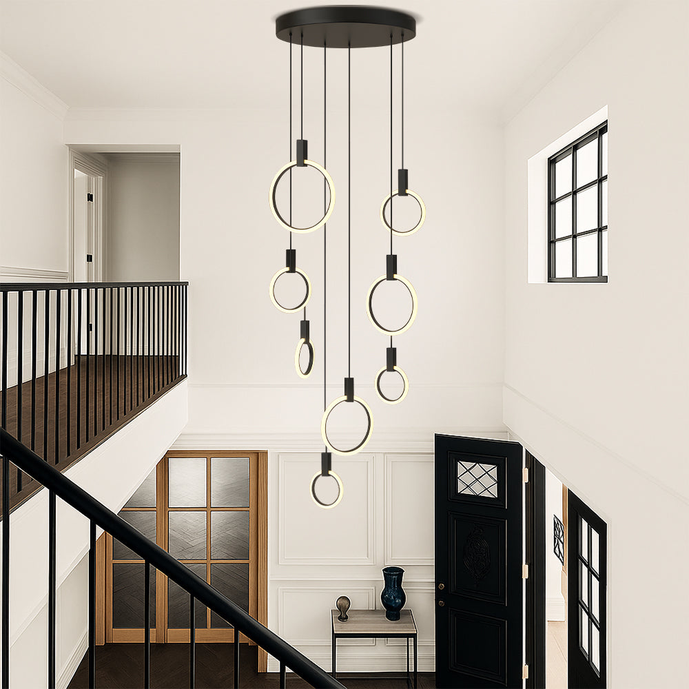 Lustre escalier 7/10 anneaux