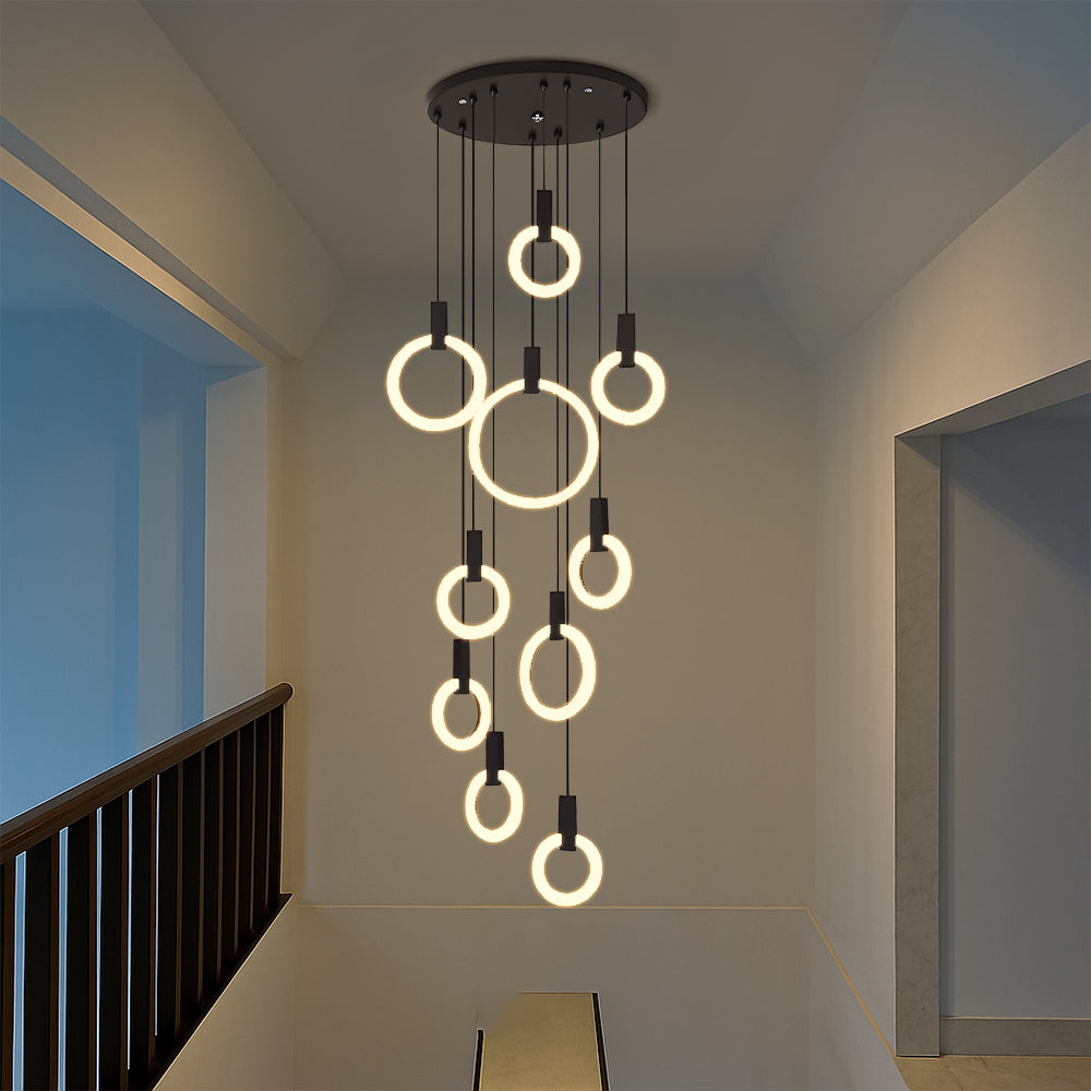 Lustre escalier 7/10 anneaux