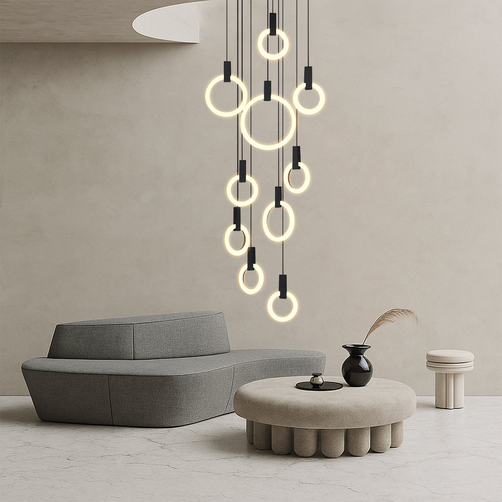 Lustre escalier 7/10 anneaux