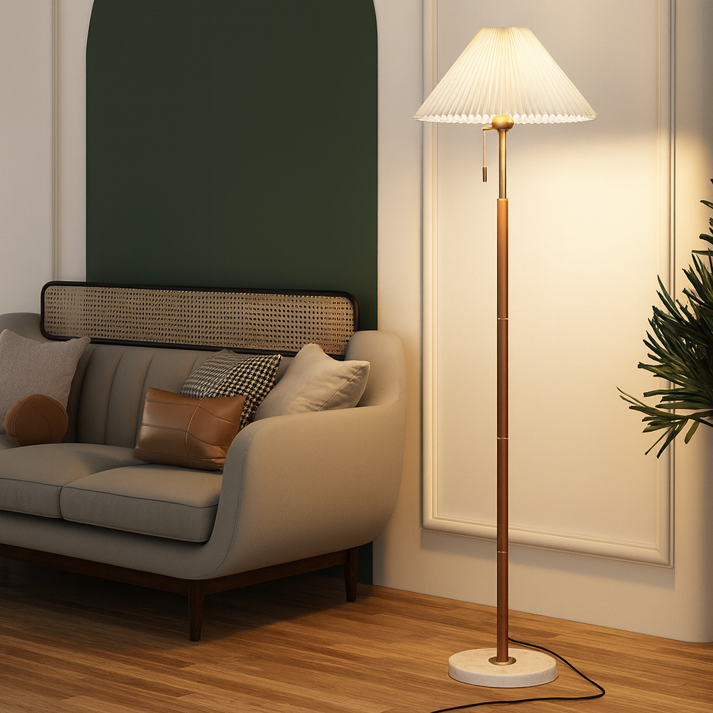 Lampadaire en bois vintage Yrus